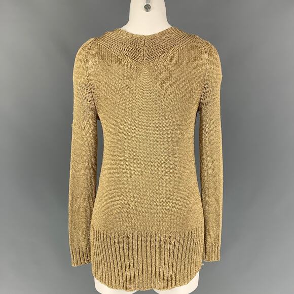 DIANE VON FURSTENBERG Size S Gold Acetate Blend Knitted Pullover - Picture 4 of 4